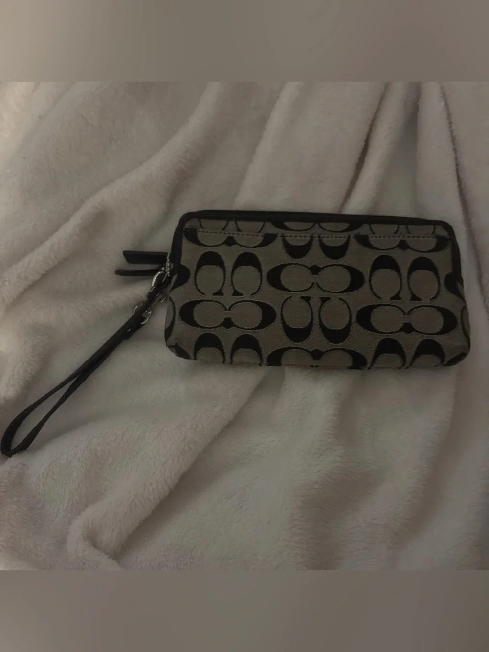 Coach Black and Gray Signature Wristlet